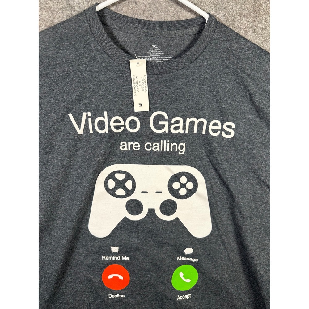 Video Games Are Calling‎ T-Shirt Mens 2XL Gray Gamer Graphic Tee New